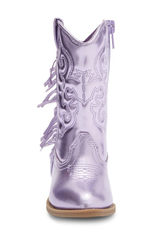 Harper Canyon Kids' Fringe Metallic Western Boot In Purple