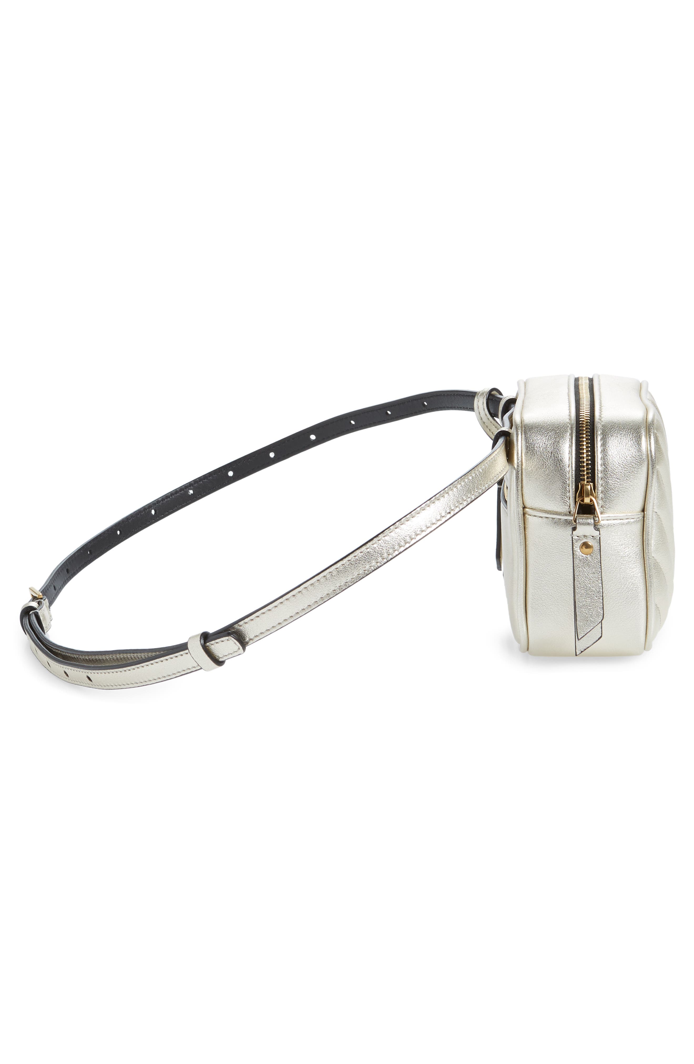 Saint Laurent Lou Lou Metallic Calfskin Leather Belt Bag with Tassel, Alternate, color, 