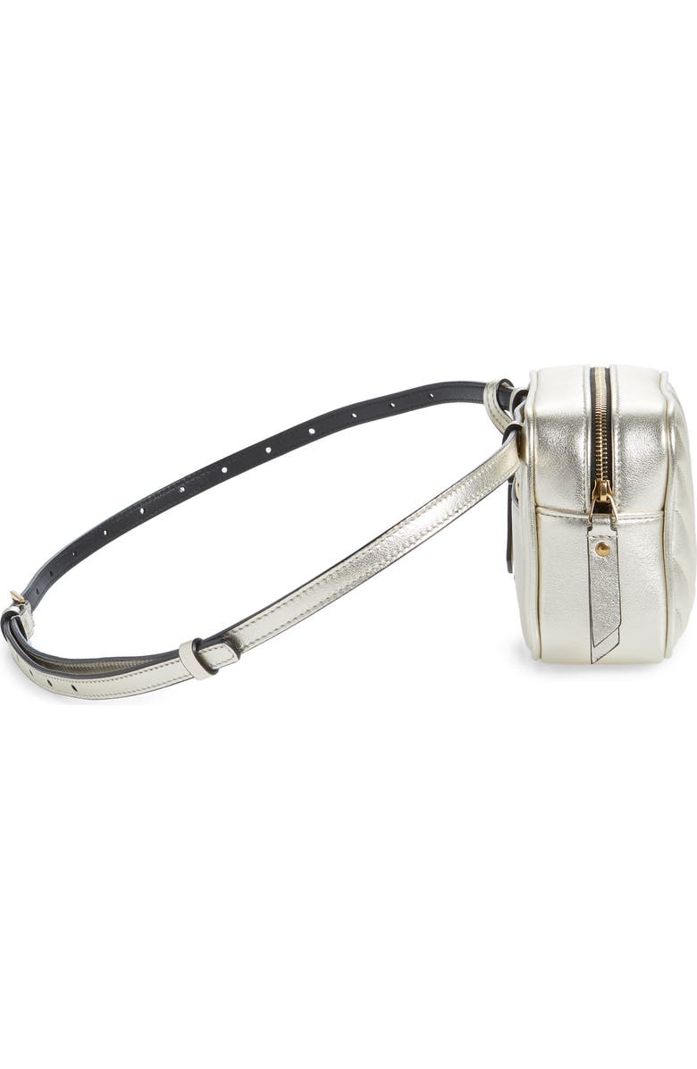 Saint Laurent Lou Lou Metallic Calfskin Leather Belt Bag with Tassel, Alternate, color,