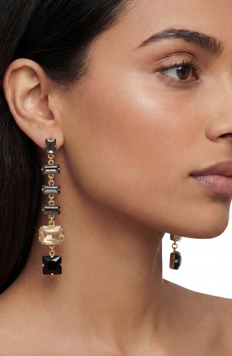 AREA STARS Raven Crystal Earrings, Alternate, color, Black, Gold