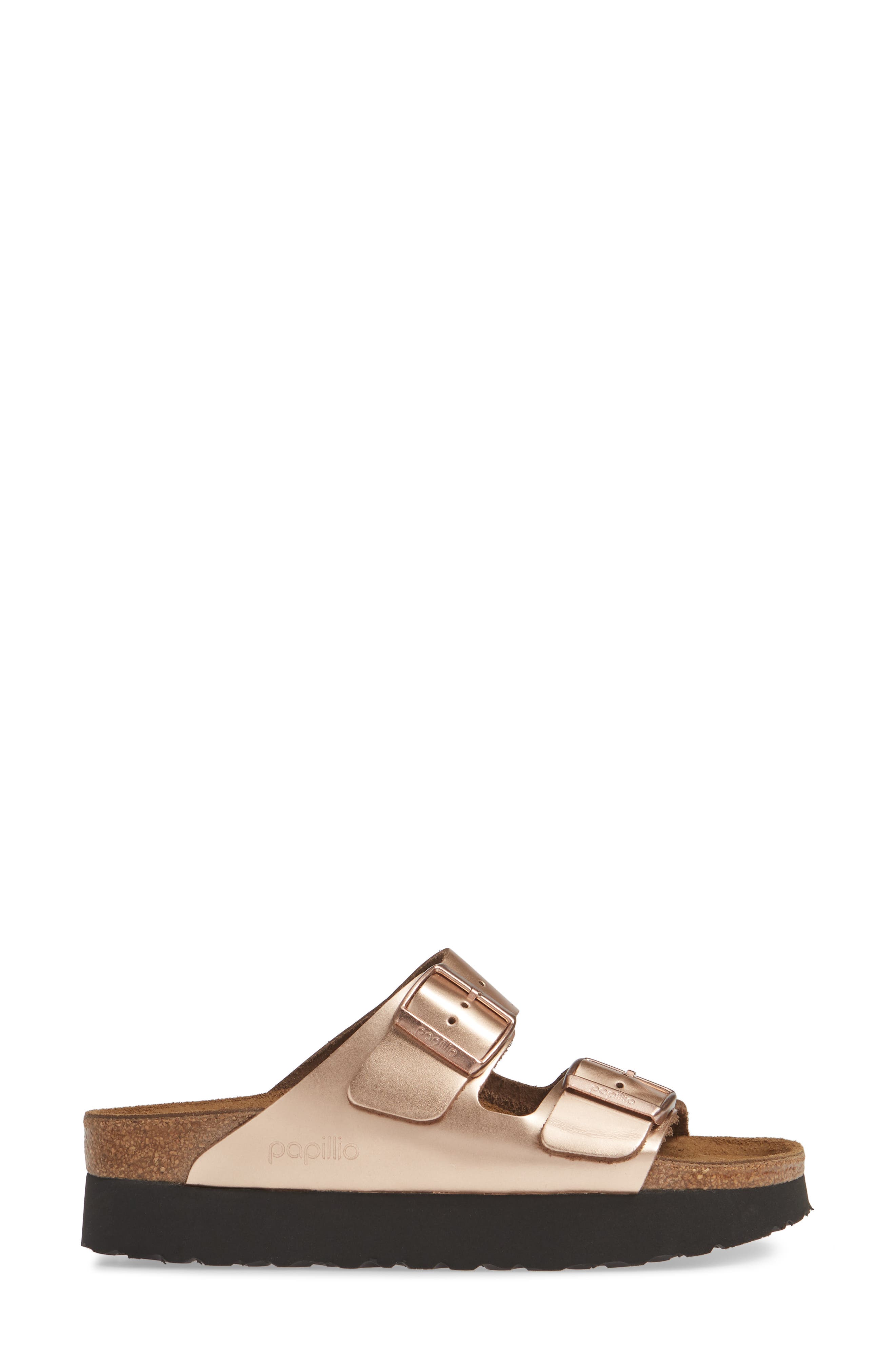 Birkenstock Papillio by Birkenstock Arizona Platform Sandal, Alternate, color, Metallic Copper Leather