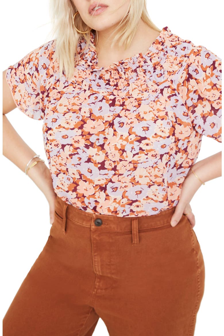 Smocked Top, Alternate, color, DREAMY FLORAL MULLED WINE