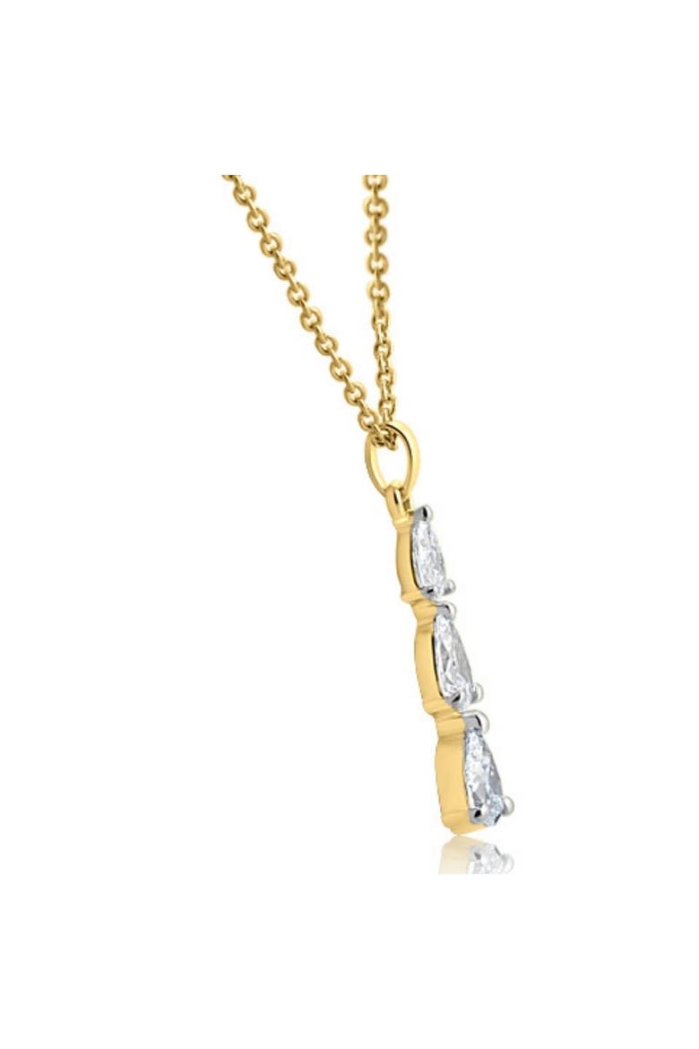 1/2Ct Pear Shape Diamond Three Stone Pendant Gold Necklace Lab Grown, Alternate, color, 10k Yellow Gold