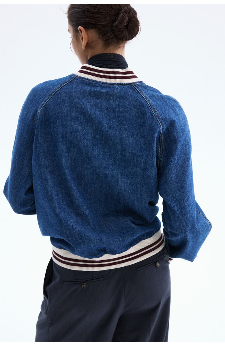 H&M Denim Bomber Jacket, Alternate, color, Denim Blue