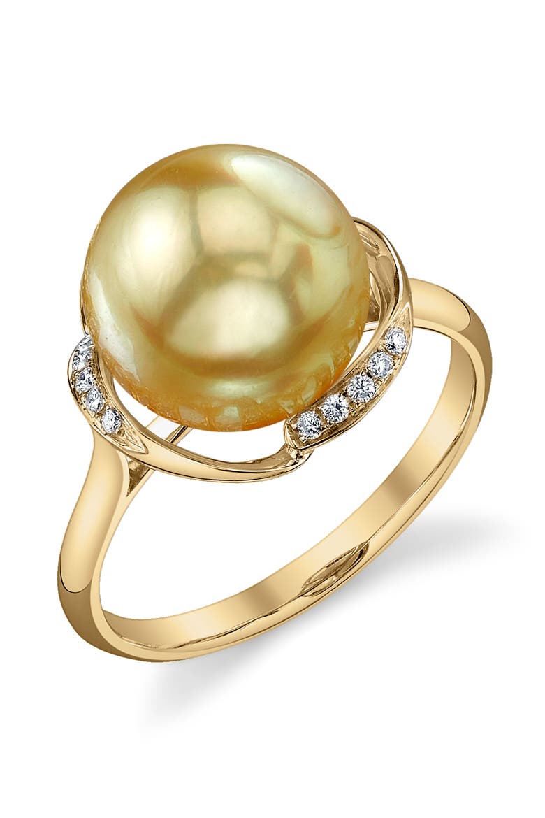 Golden Pearl & Diamond Ruby Ring, Main, color, Yellow Gold