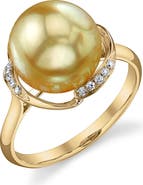 The Pearl Source Golden Pearl & Diamond Ruby Ring