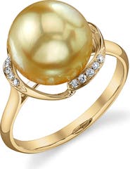 The Pearl Source Golden Pearl & Diamond Ruby Ring