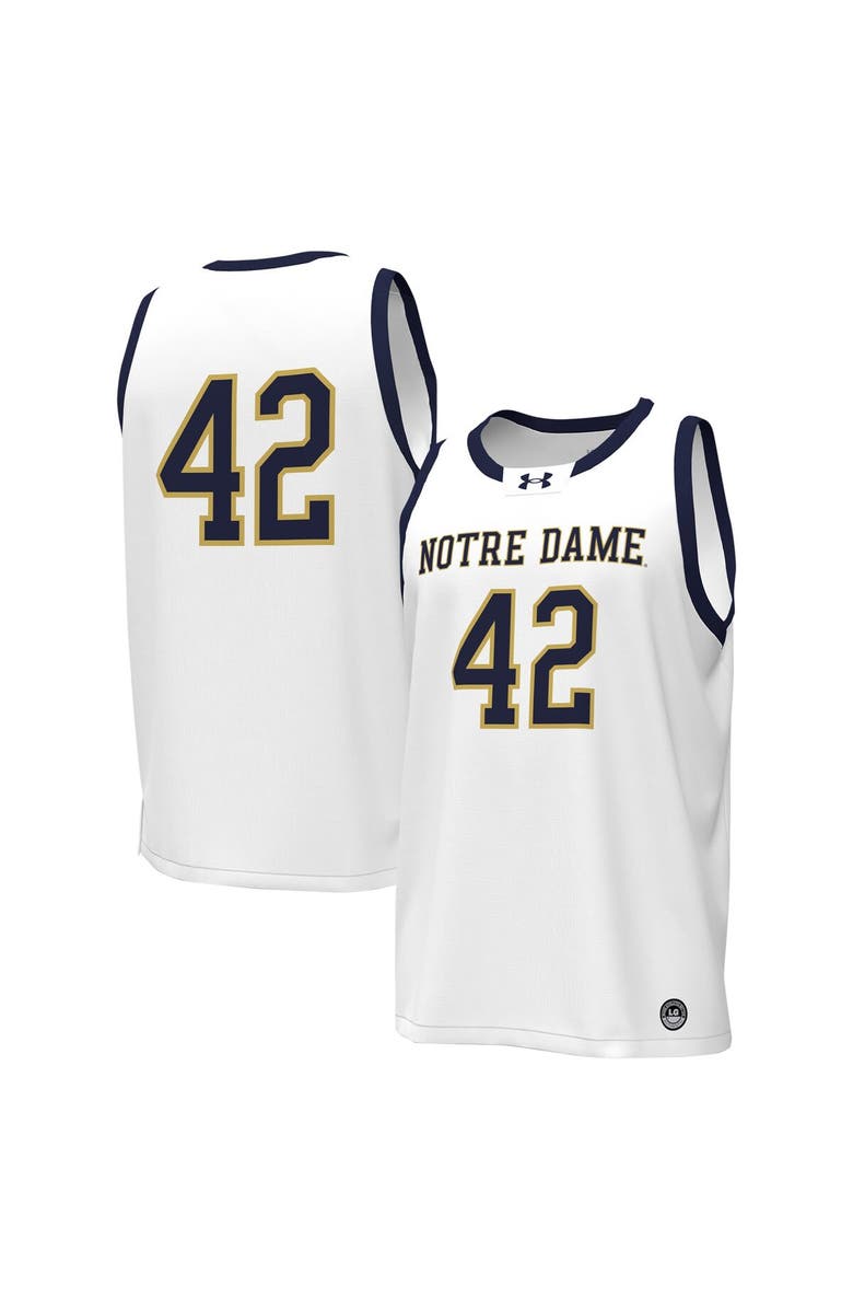 Under Armour Men's Under Armour #42 White Notre Dame Fighting Irish Replica Basketball Jersey, Main, color, 
