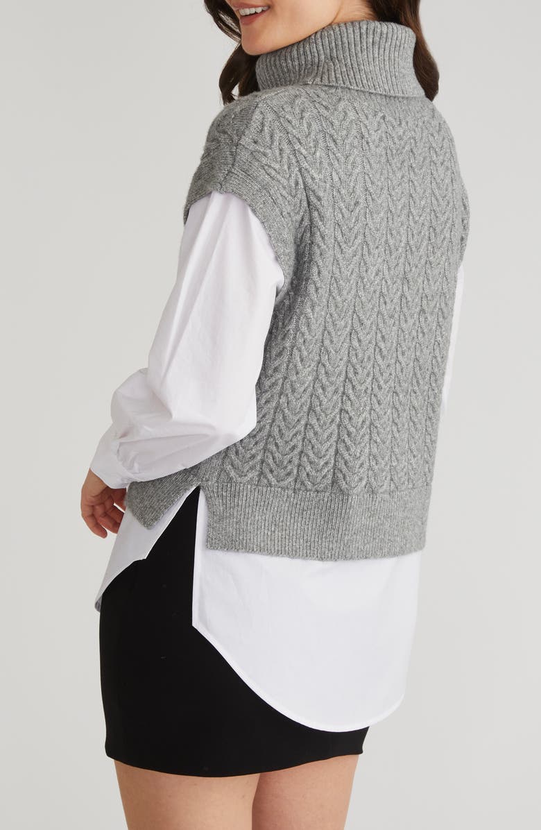 525 Sofia Twofer Cable Sweater Vest Shirt, Alternate, color, 