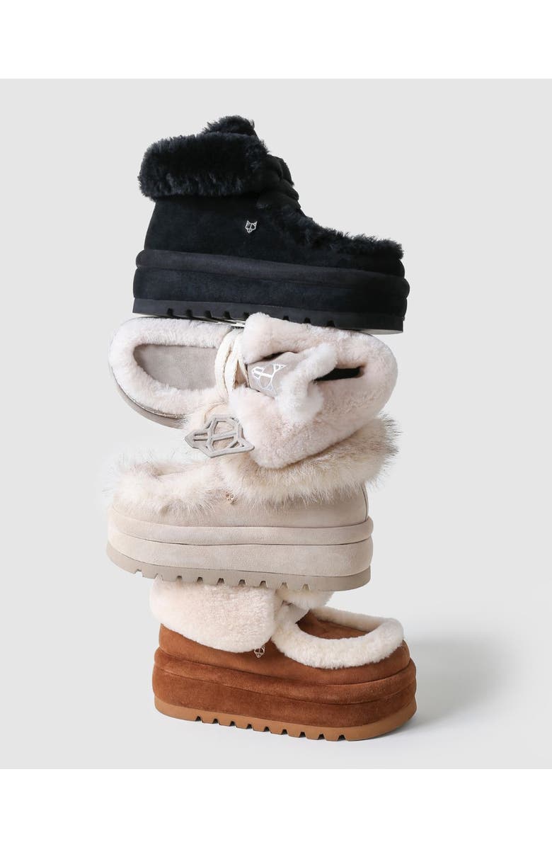 Naked Wolfe Bambi Tan Suede/Shearling, Alternate, color, Black