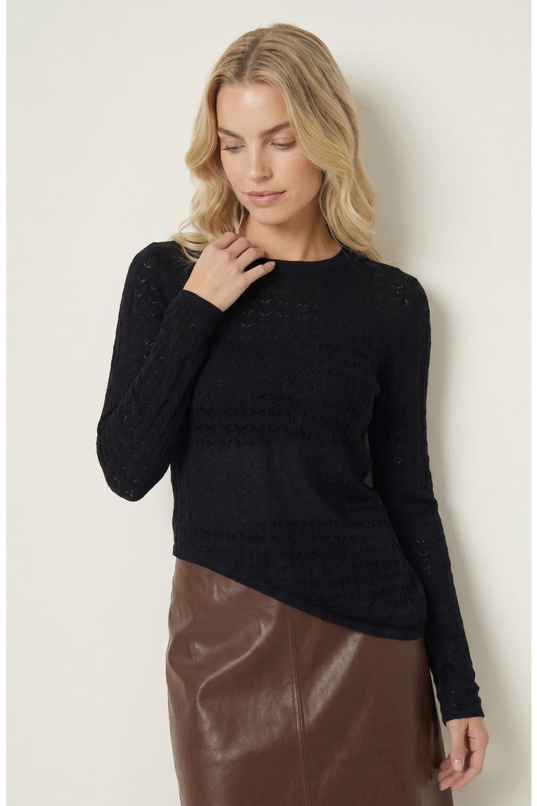 Textured Sheer Knit Top, Alternate, color, Black