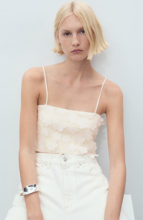 Mango Floral Appliqué Knit Crop Camisole