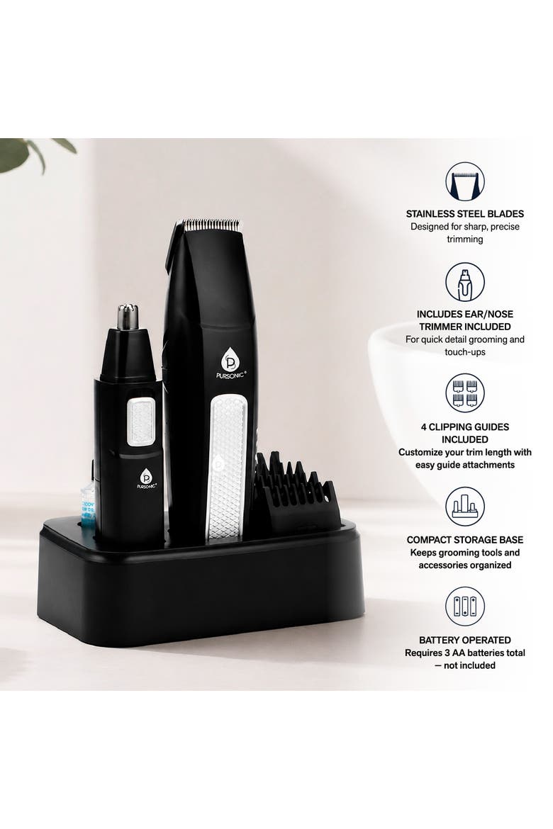 Men's 10-Piece Grooming Kit - Hair, Beard, Nose & Ear Trimmer, Alternate, color, Black