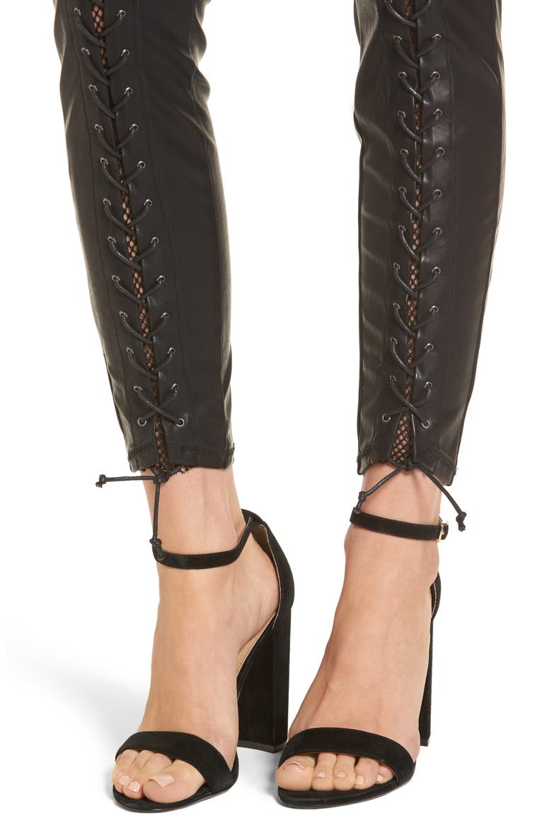 Lace-Up Faux Leather Pants, Alternate, color, EASY STREET