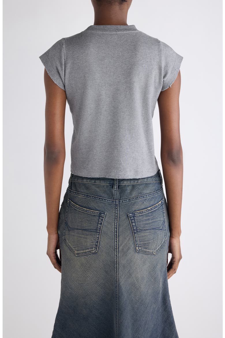 Luxury Script Appliqué Shrunken Cotton T-Shirt, Alternate, color, DARK HEATHR GREY/ BLUE