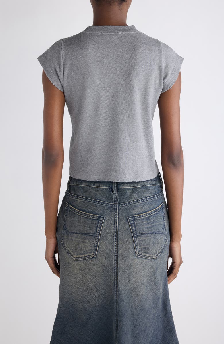 Balenciaga Luxury Script Appliqué Shrunken Cotton T-Shirt, Alternate, color, Dark Heathr Grey/ Blue