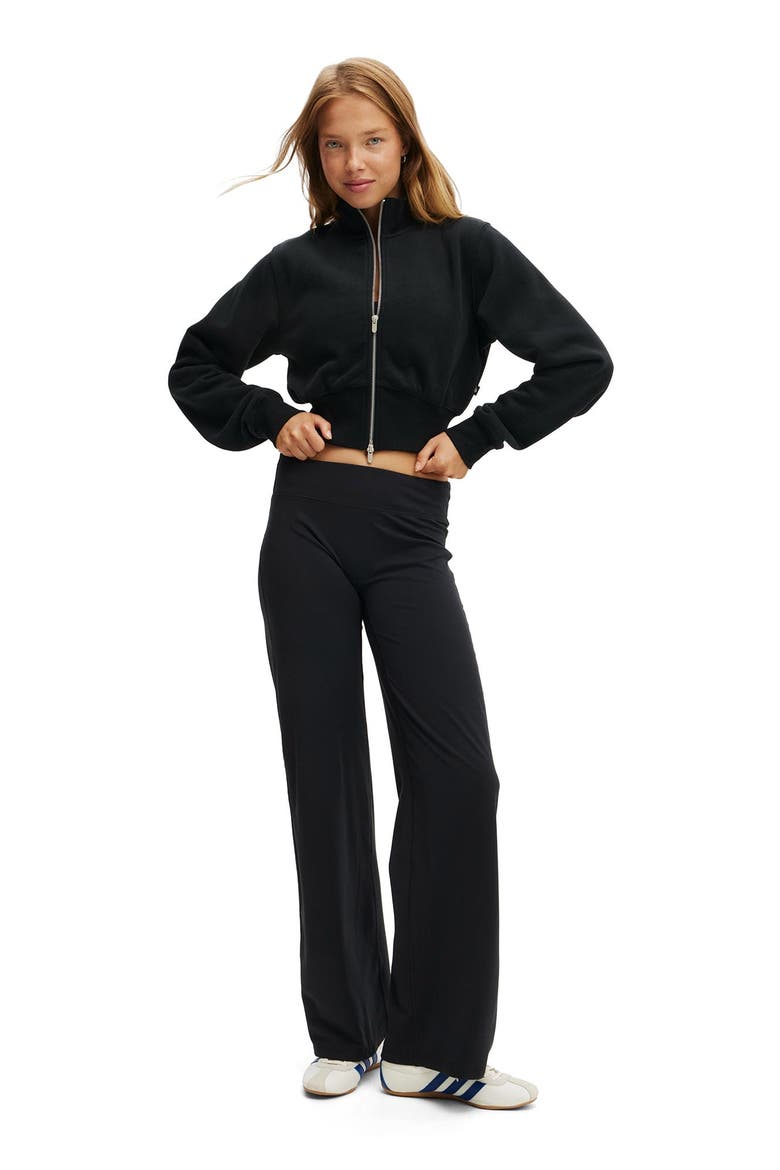 Women's Active Plush Fitted Zip Through, Alternate, color, Black