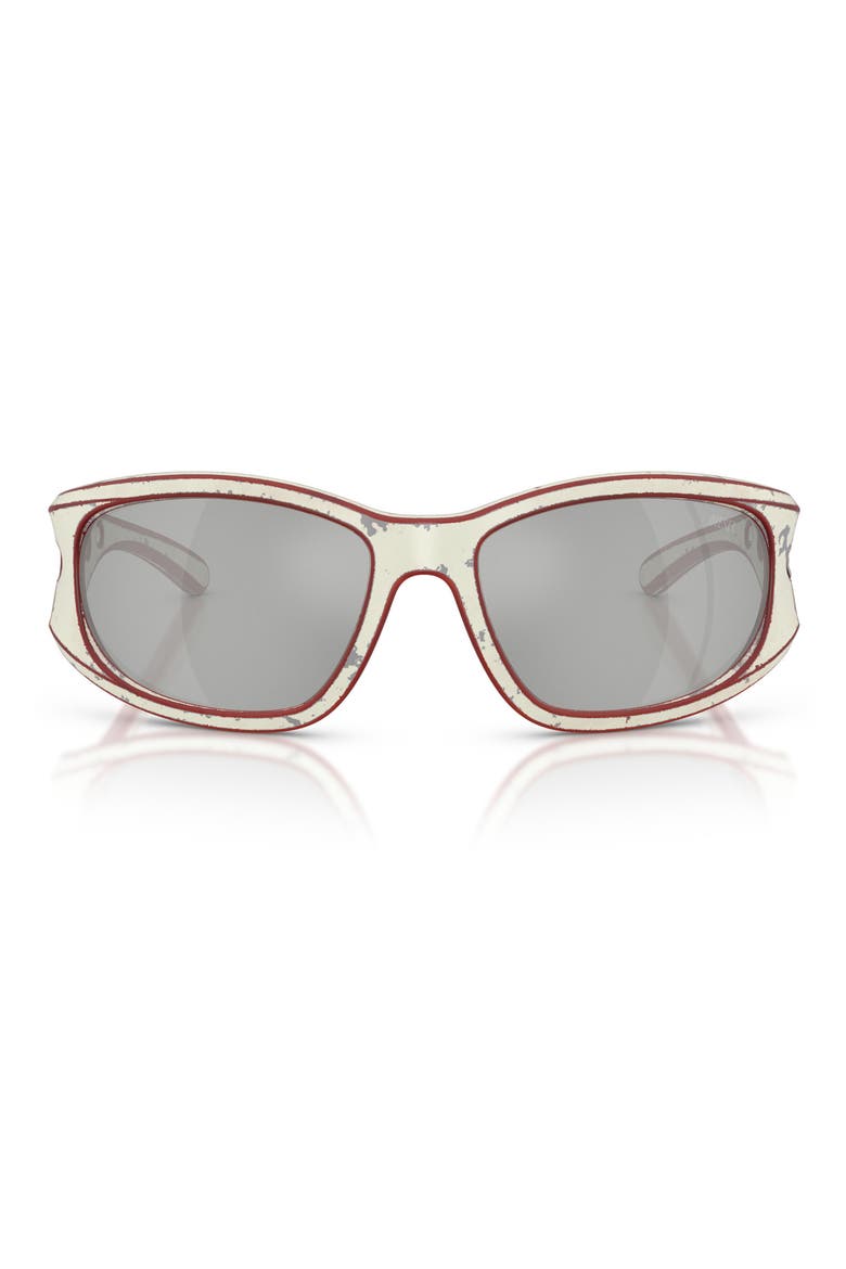 DL3012U 58mm Rectangular Sunglasses, Main, color, WHITE BARRELLING RED / SILVER