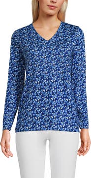Lands' End Supima Cotton Long Sleeve V-Neck T-Shirt