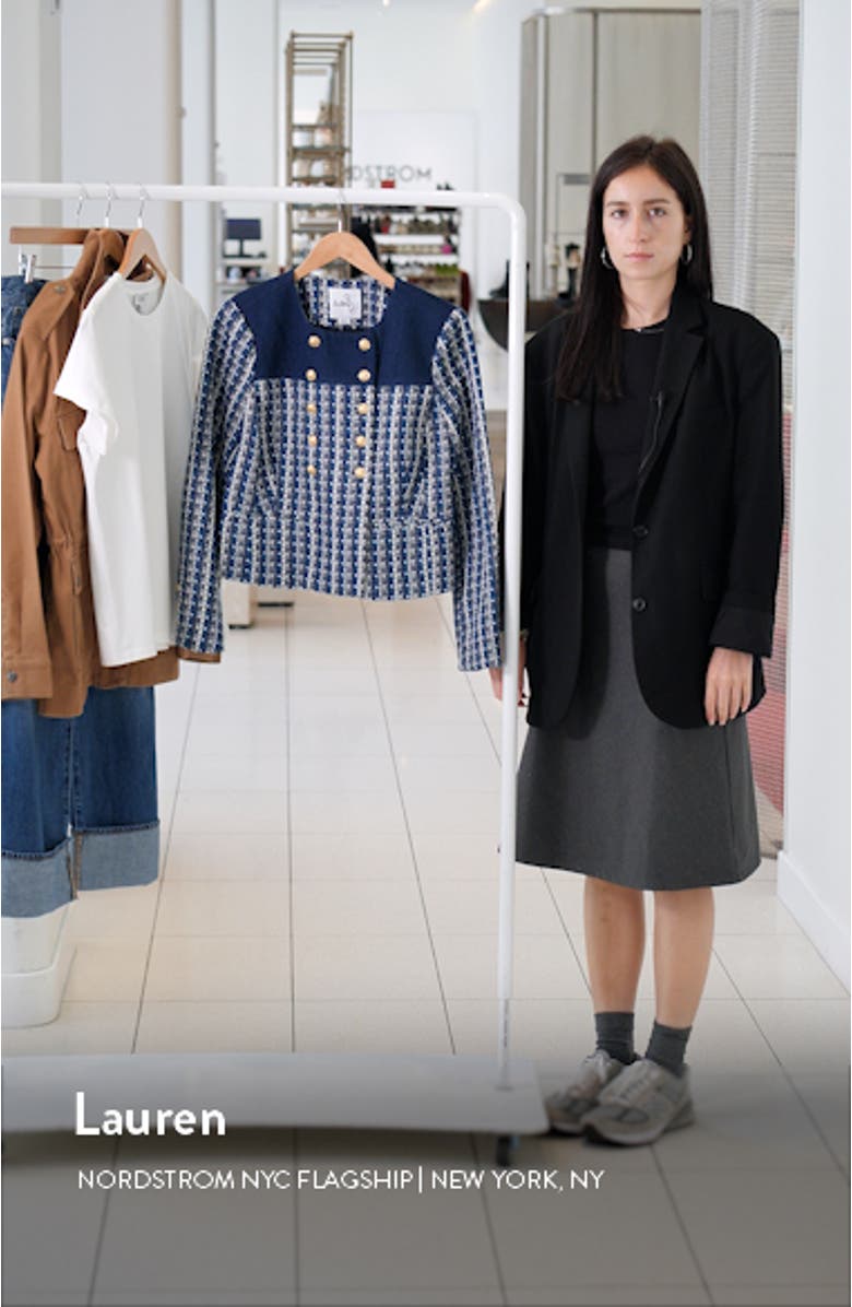 Fiona Double Breasted Denim & Tweed Jacket, sales video thumbnail