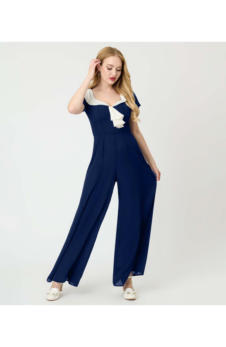 Unique Vintage Wide Leg Jumpsuit, Alternate, color, Navy Blue