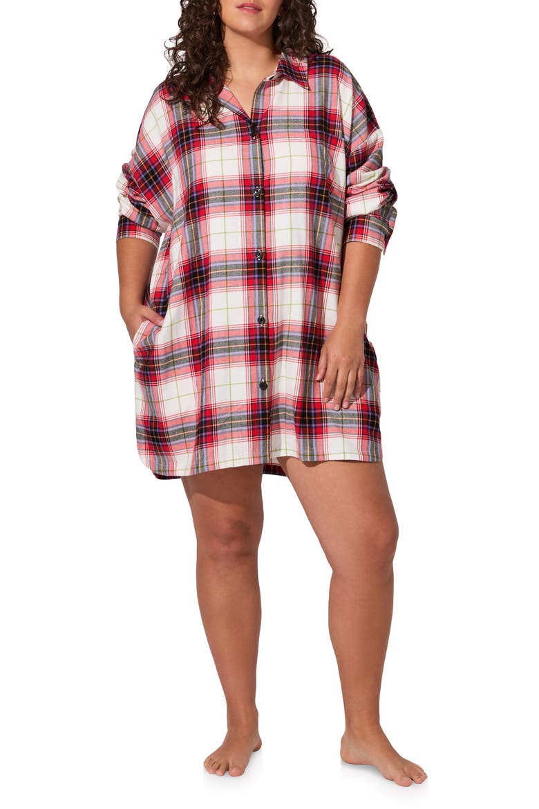 Long Sleeve Organic Cotton Sleep Shirt, Alternate, color, EQUESTRIAN PLAID