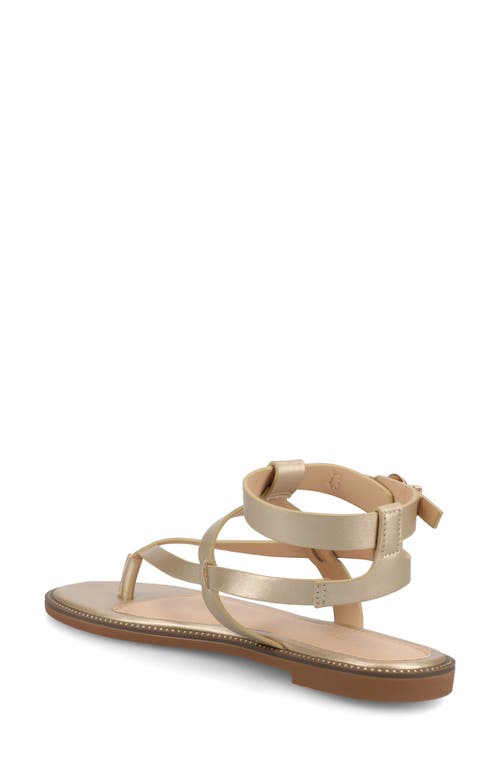 Journee Collection Tangie Snake Embossed Strappy Sandal In Champagne