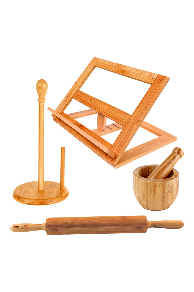 4-Piece Bamboo Kitchen Set, Main, color, BEIGE