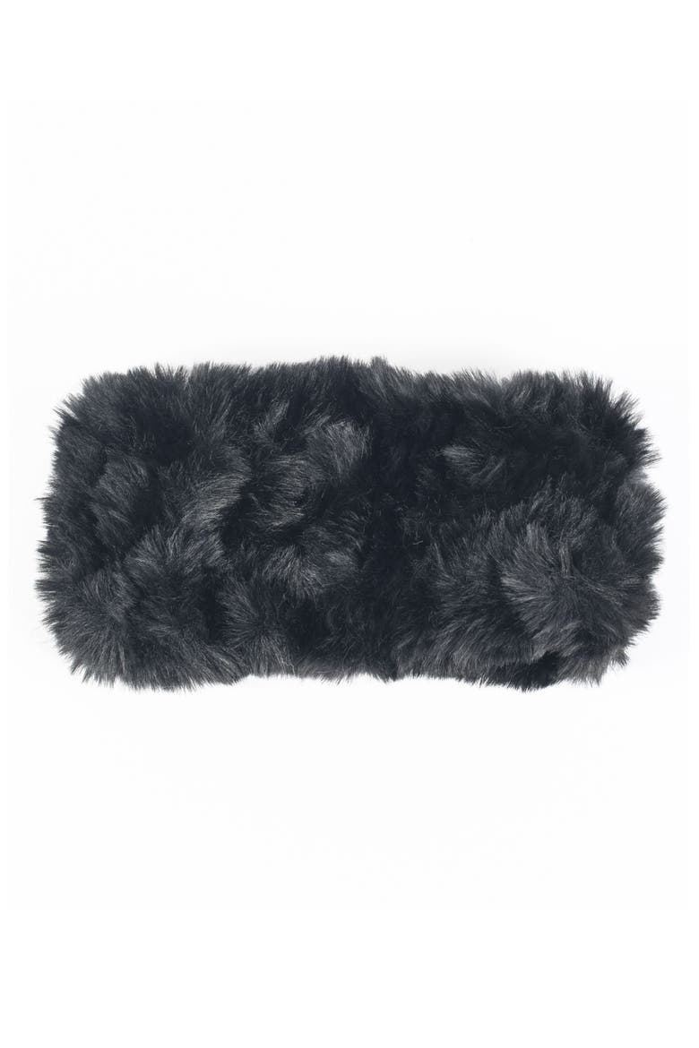 Faux Fur Headband, Main, color, BLACK