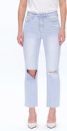 Bayeas Raw Hem Ripped High Waist Straight Leg Jeans