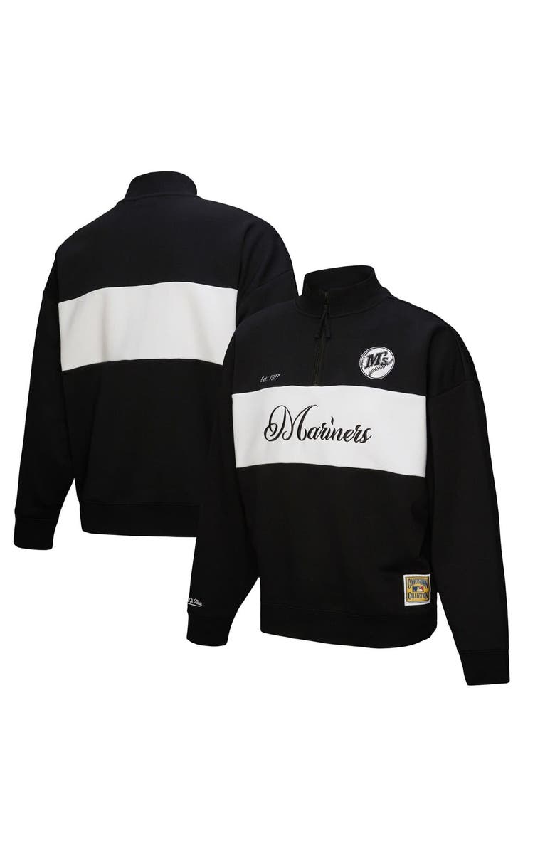 Mitchell & Ness Women's Mitchell & Ness Black Seattle Mariners Quarter-Zip Pullover Top, Alternate, color, 