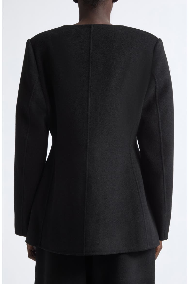 Wool & Cashmere Tailored V Neck Blazer, Alternate, color, BLACK