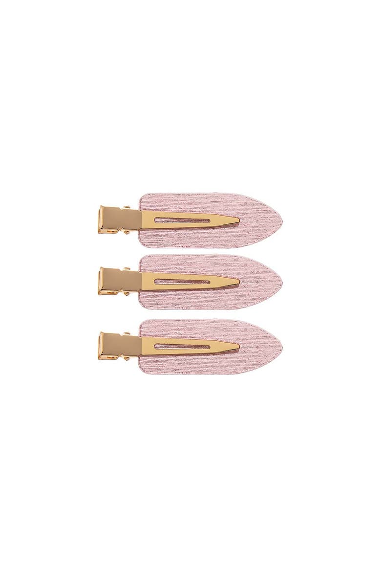 Shimmer Acrylic Creaseless Hair Clip Trio, Main, color, Pink