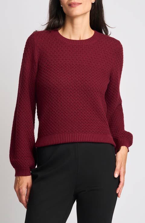 Honeycomb Stitch Puff Sleeve Sweater