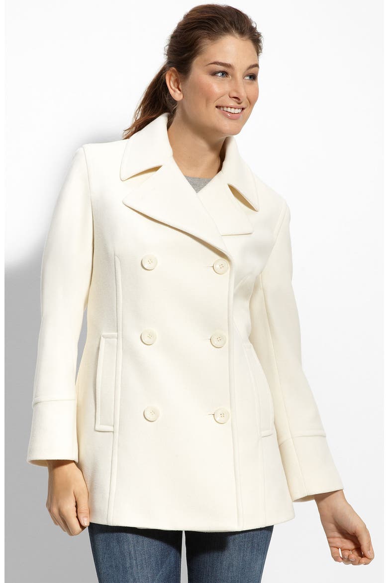 Wool Blend Peacoat, Main, color, IVORY