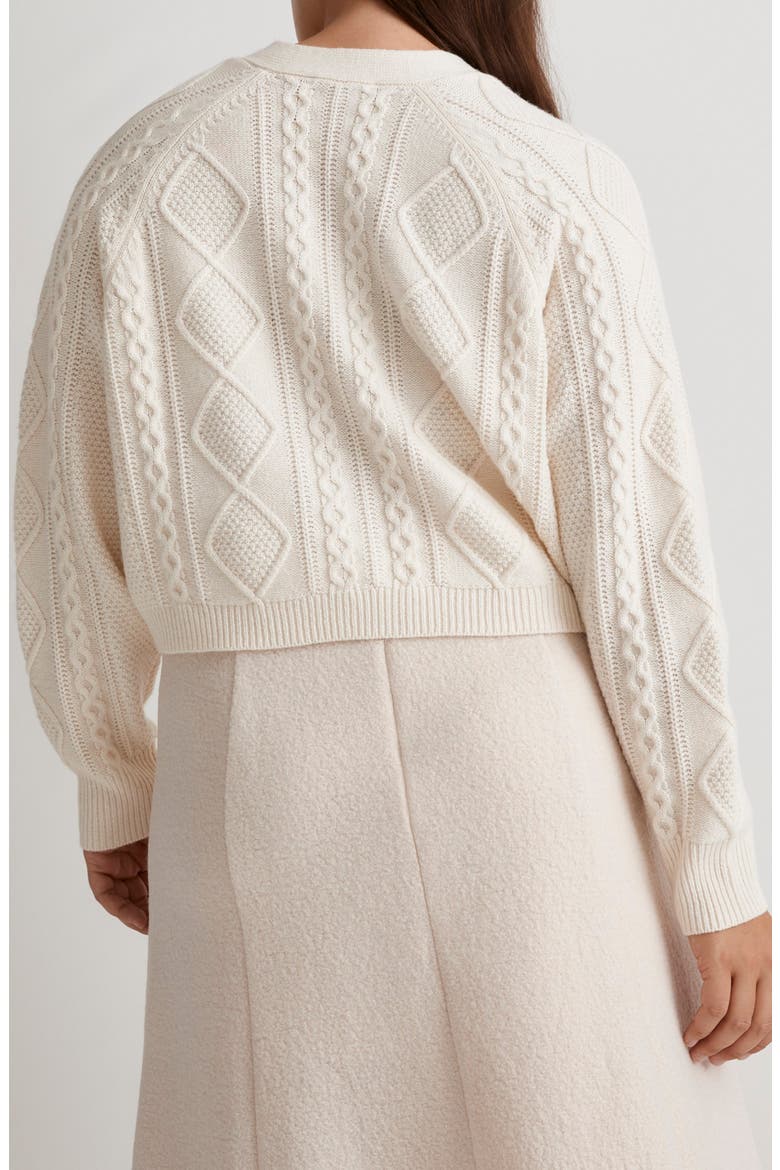 Cable Crop Cardigan, Alternate, color, ANTIQUE CREAM