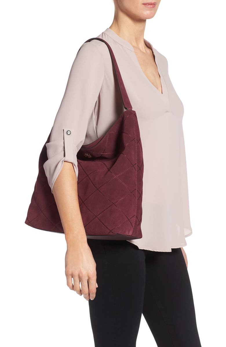 Tory Burch Frida Stitched Suede Hobo, Alternate, color,