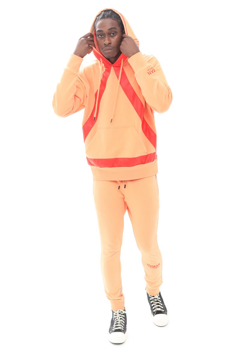 Taped Cotton Hoodie, Alternate, color, APRICOT
