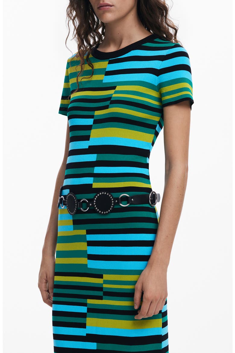Disconnected Stripe Knit Dress, Alternate, color, GREEN/ BLUE MULTI