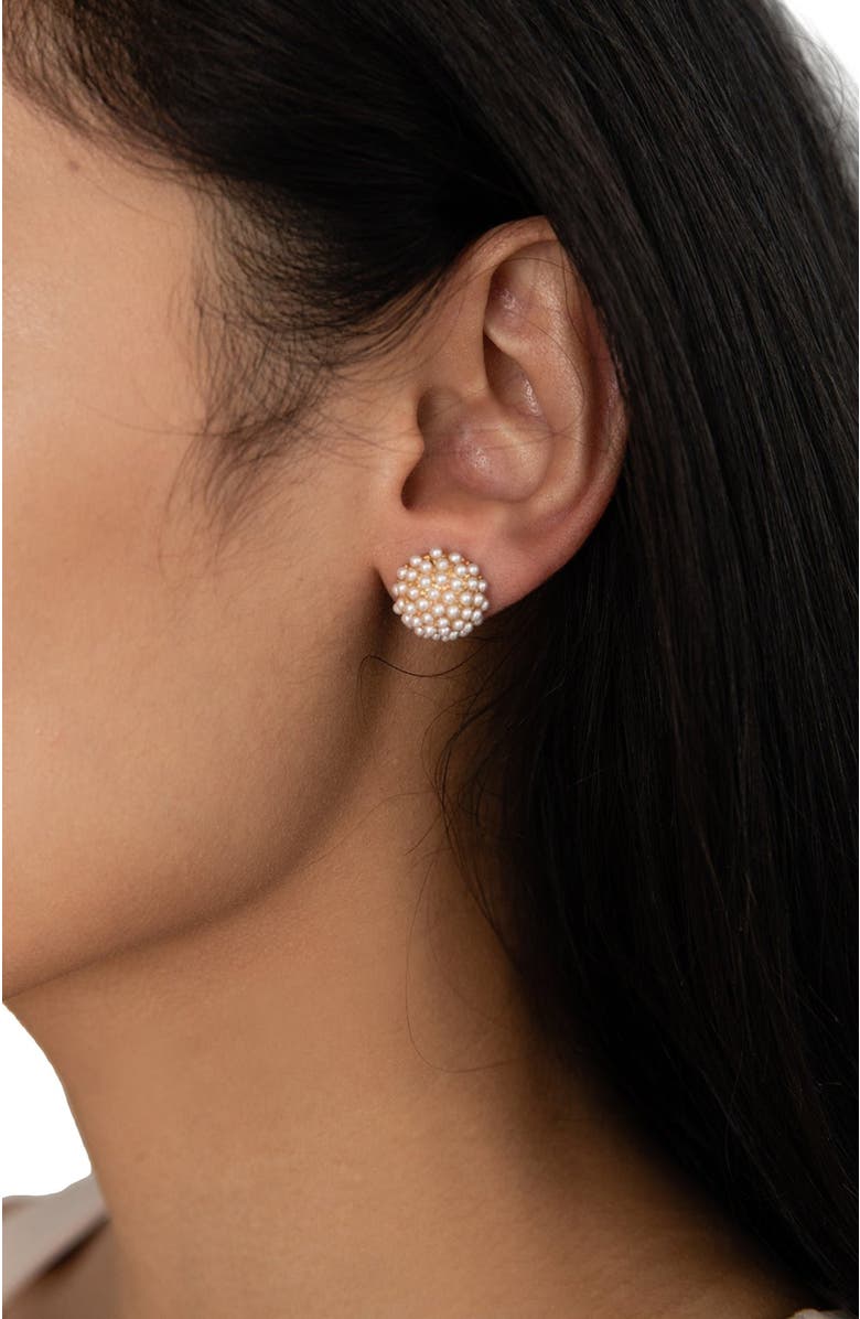 Olive & Piper Pearl Pave Studs, Alternate, color, Gold