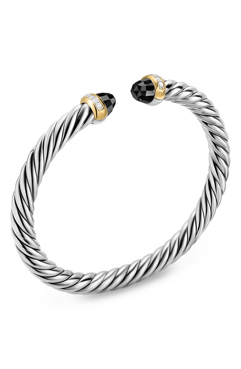 David Yurman Cable Flex Bracelet with Black Onyx & Diamonds, Alternate, color, Silver Pave