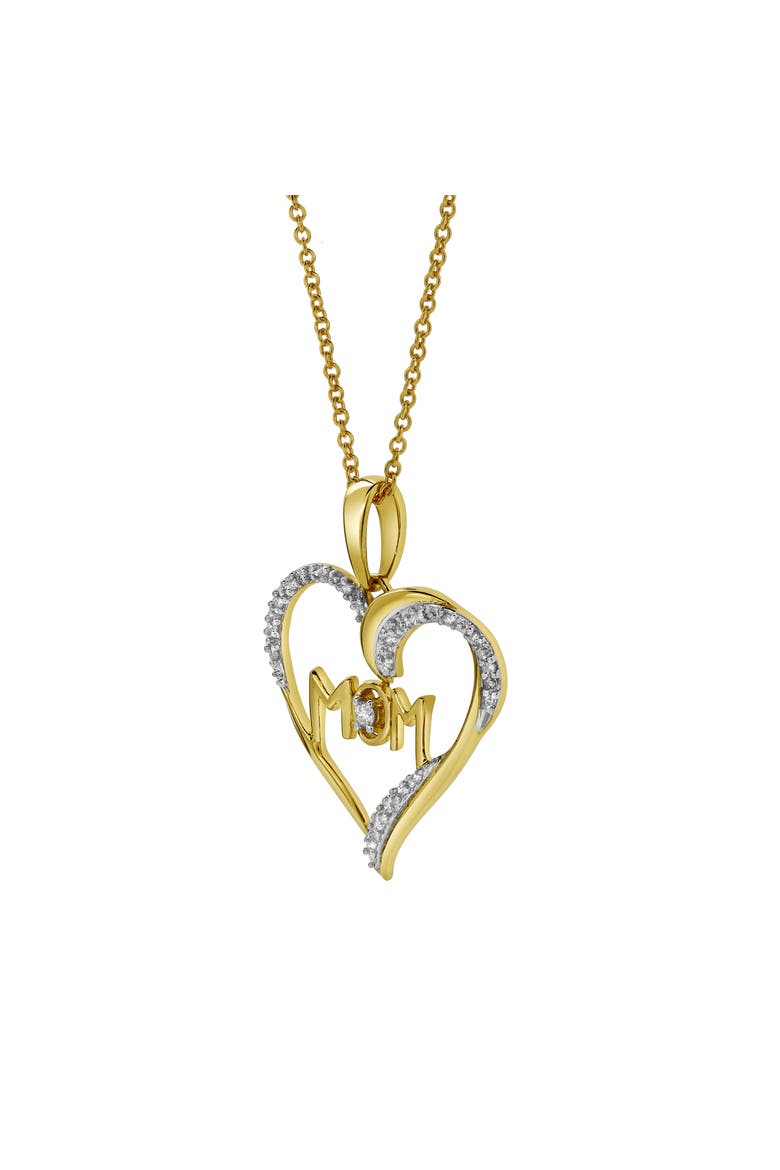 Infinity Heart Mom Diamond Pendant Necklace in 10K Yellow Gold, Alternate, color, 10K Yellow Gold