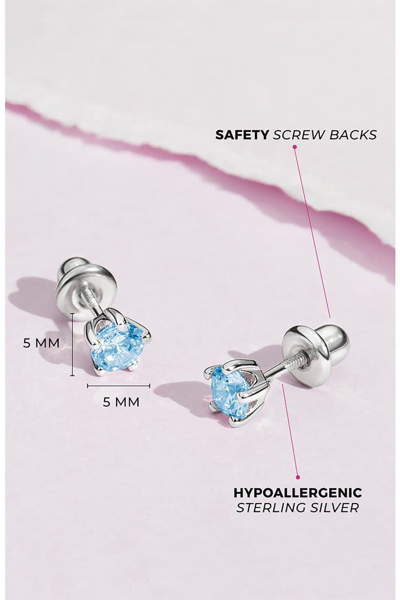 Classic Cubic Zirconia Birthstone Solitaire Earrings, Alternate, color, March
