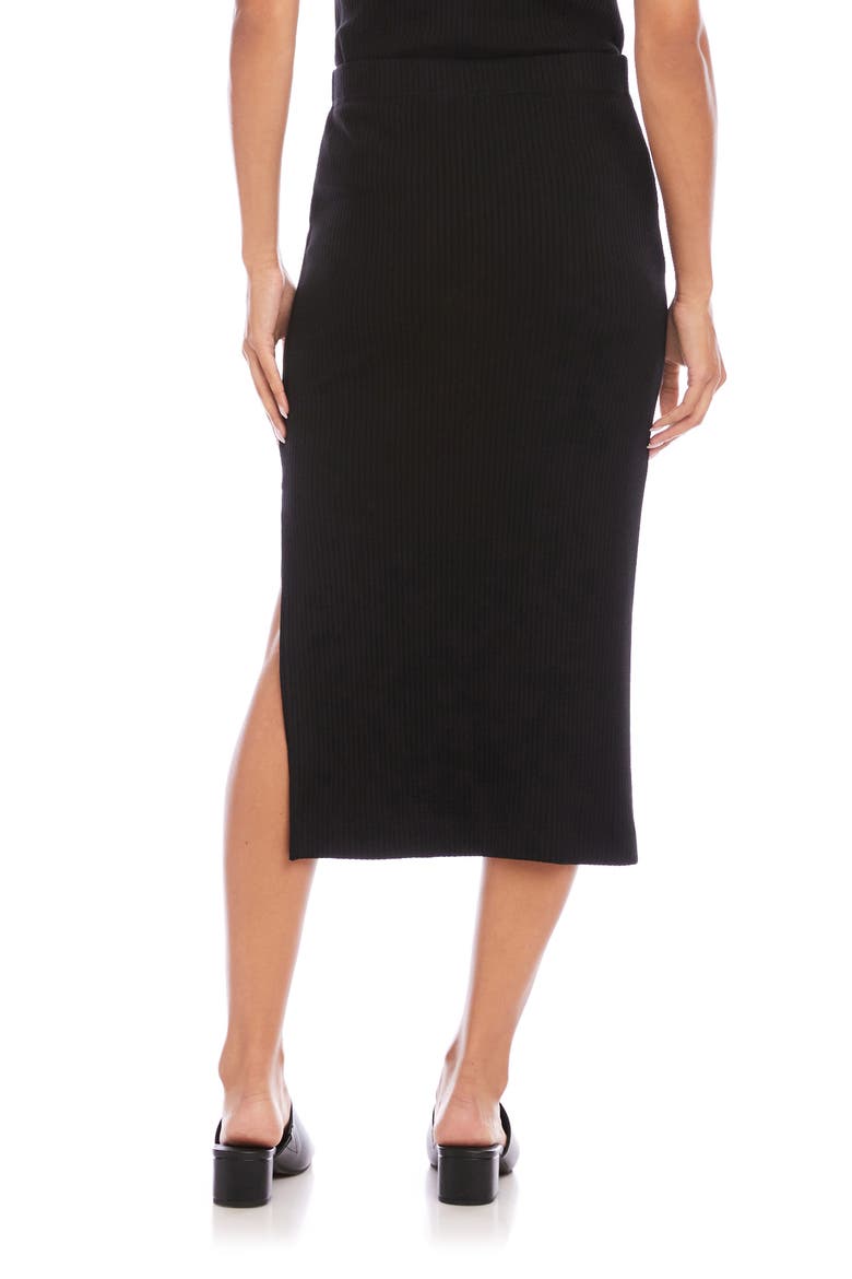 Rib Side Slit Midi Skirt, Alternate, color, BLACK