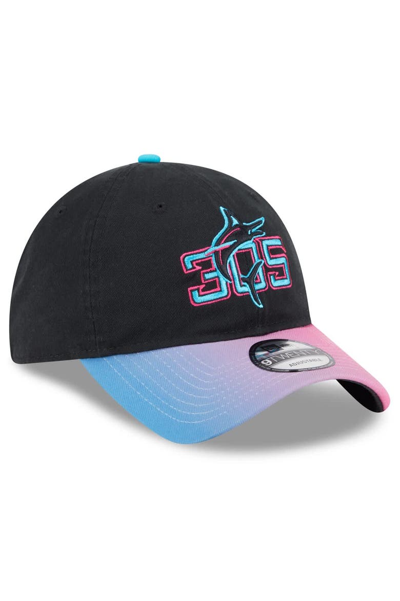 Men's New Era Black/Pink Miami Marlins 2025 City Connect 9TWENTY Adjustable Hat, Alternate, color, Black