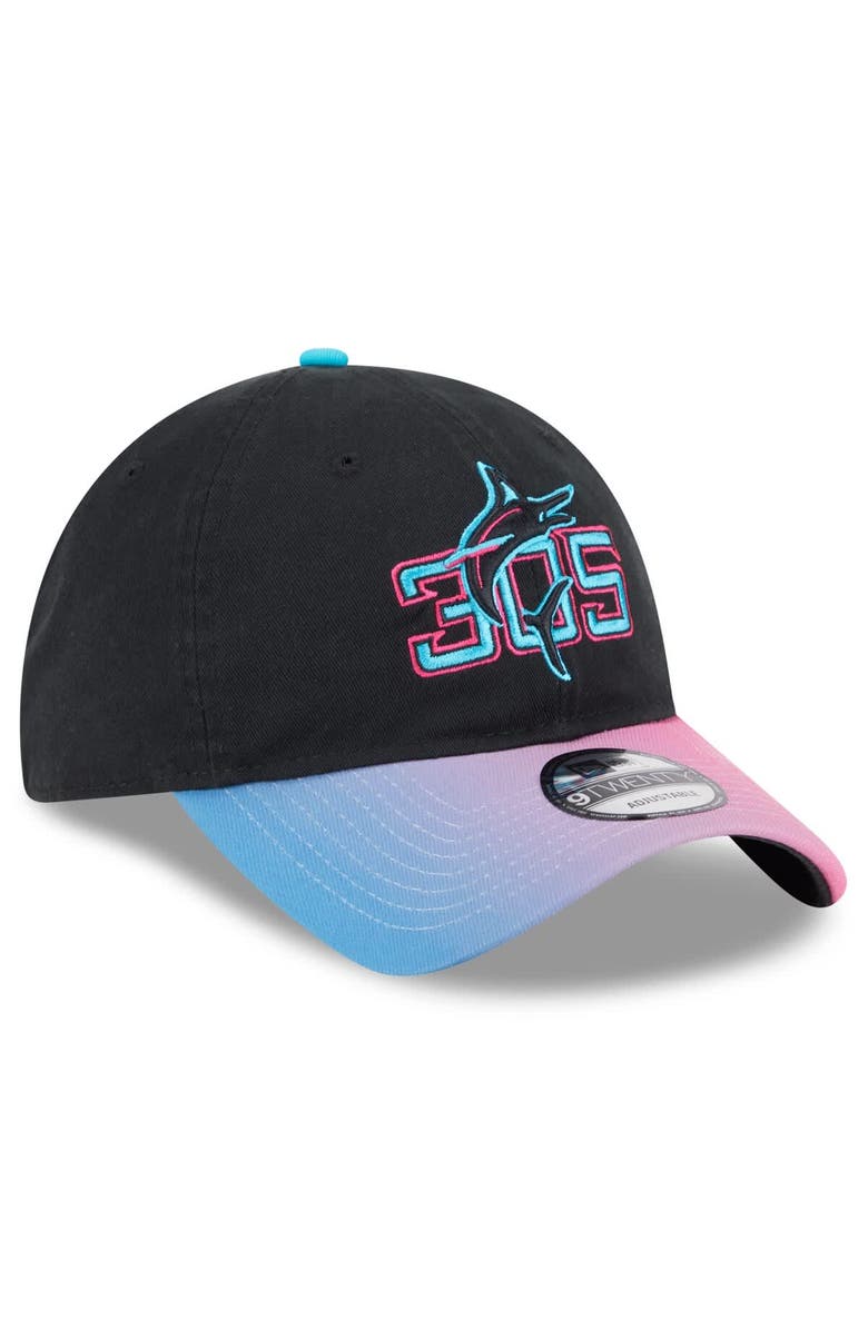 New Era Men's New Era Black/Pink Miami Marlins 2025 City Connect 9TWENTY Adjustable Hat, Alternate, color, Black
