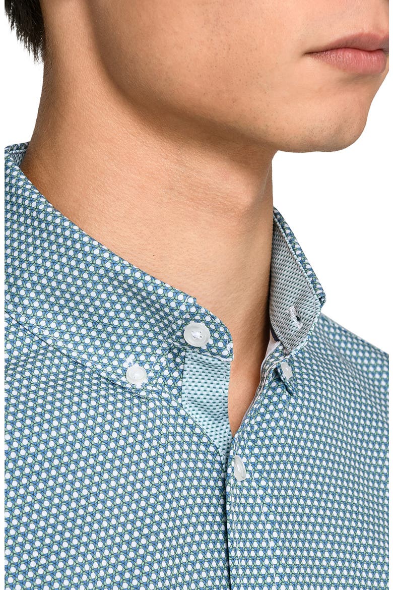 Hexagon Geo Woven Short Sleeve Basic, Alternate, color, WHITE/GREEN