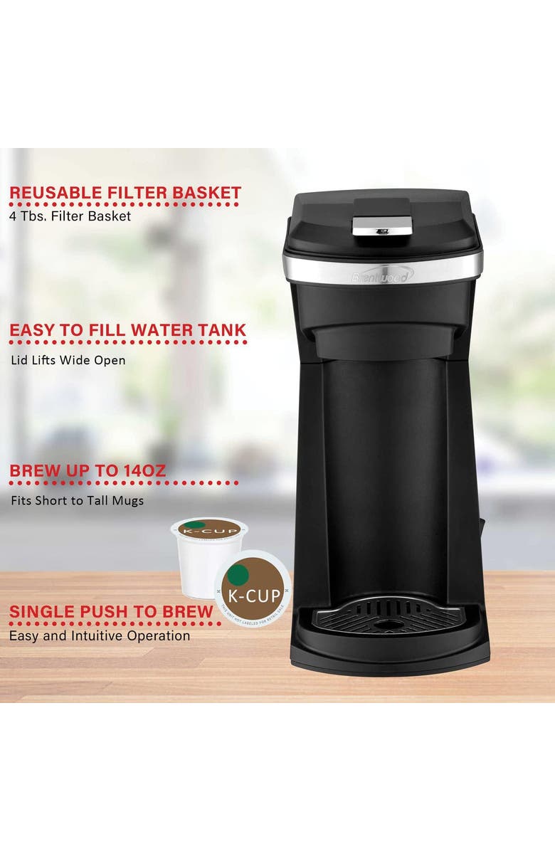 Brentwood New K-Cup Single Serve Coffee Maker, Alternate, color, Black