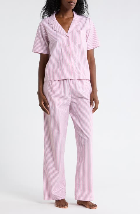 Cotton Poplin Long Pajamas