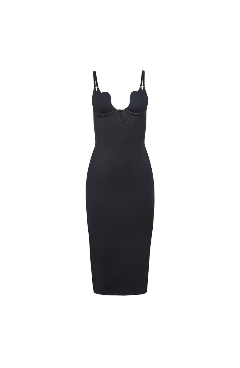 Fleur Du Mal Seduce U-Plunge Midi Dress, Alternate, color, Black
